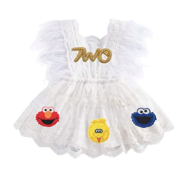Elmo Dress Second Birthday Romper Sesame Street outfit Cookie Monster Clothes